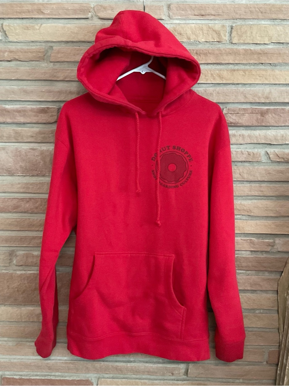 Donut Shoppe Snowboarding Culture Red Fleece Hoodie Medium